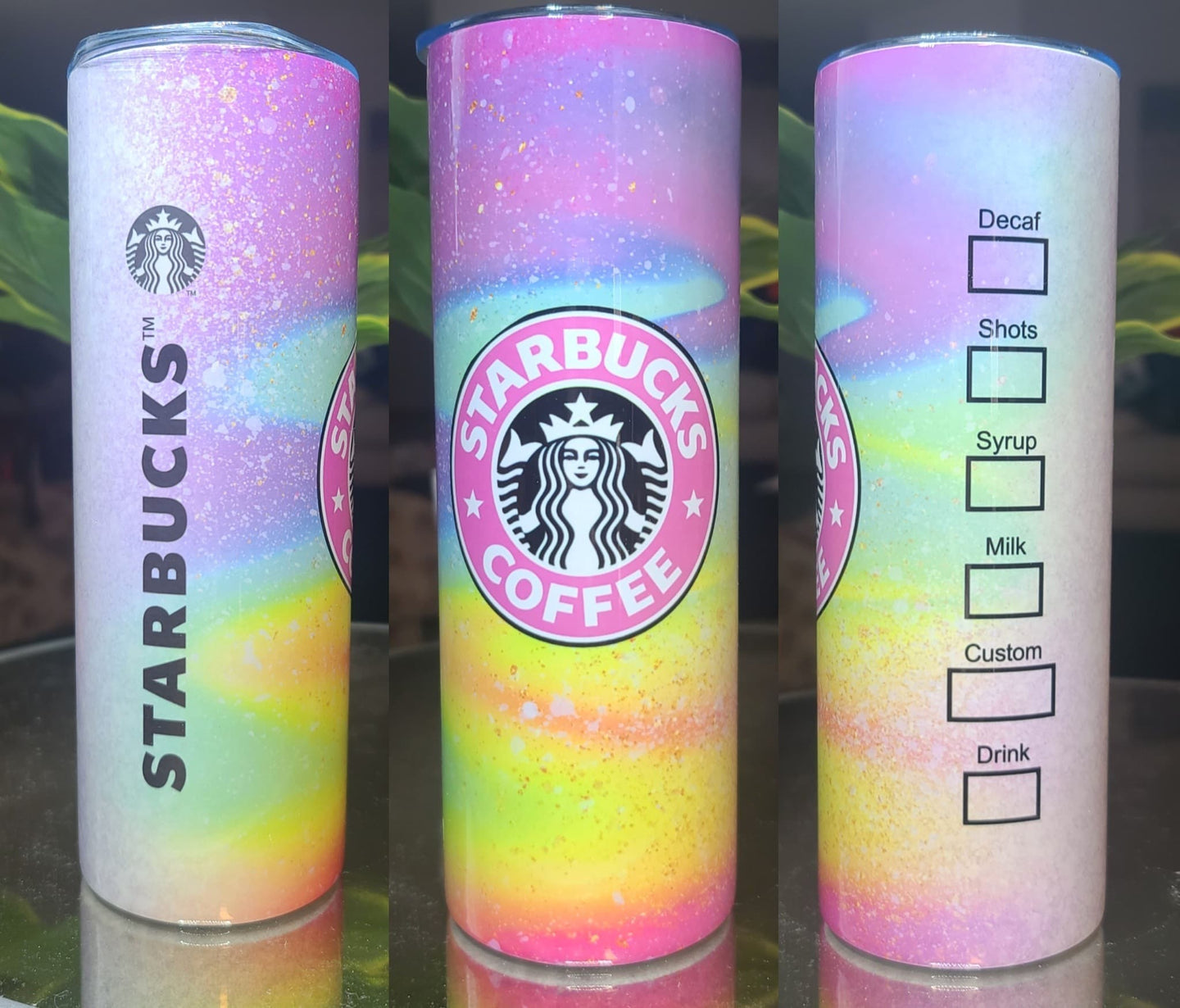 Neon Rainbow Starbucks Tumbler