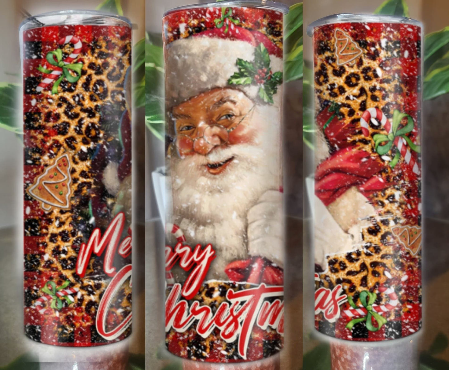 Santa with leopard print Tumbler