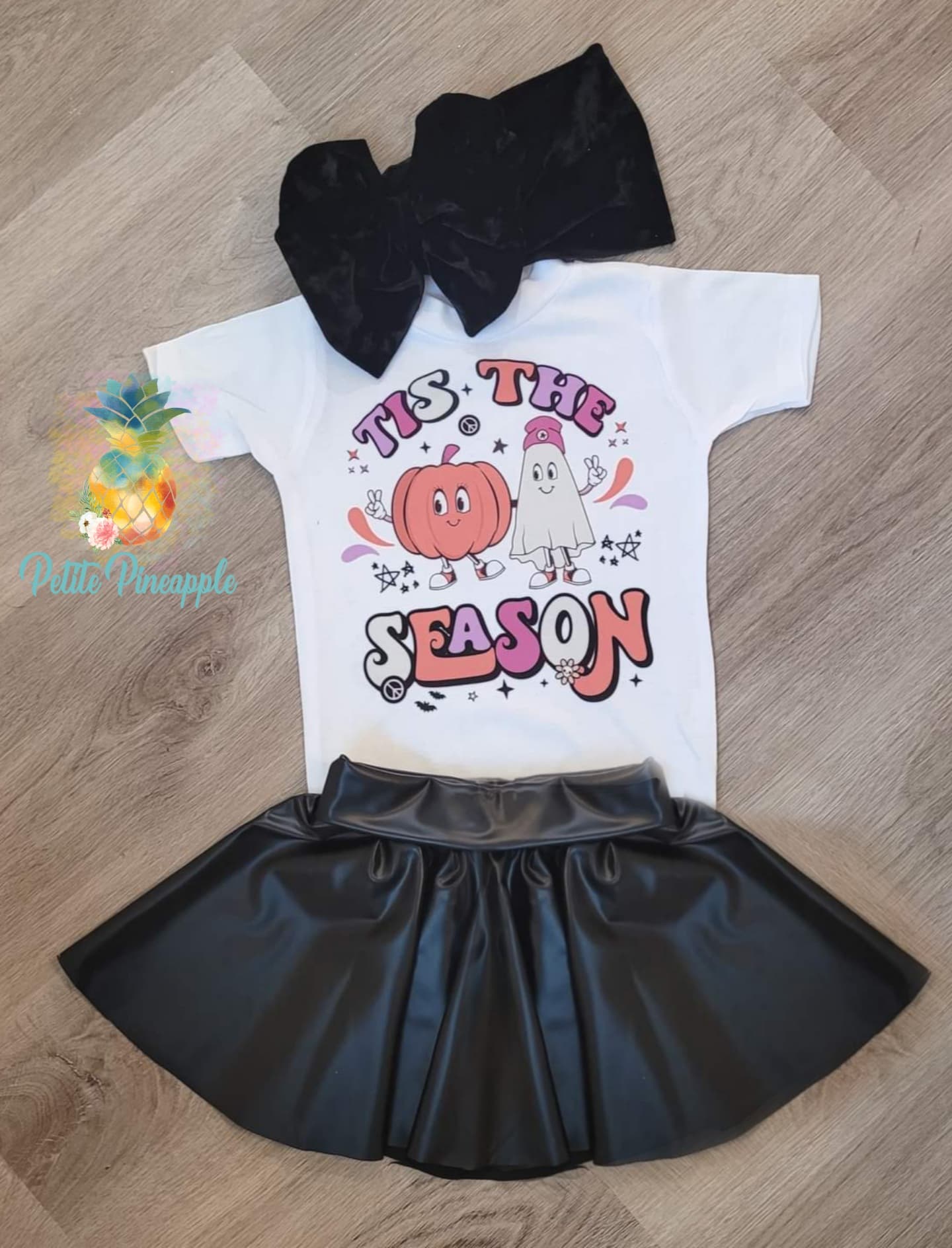 Tis the season Halloween shirt - Leather skirt -Leather toddler skirt