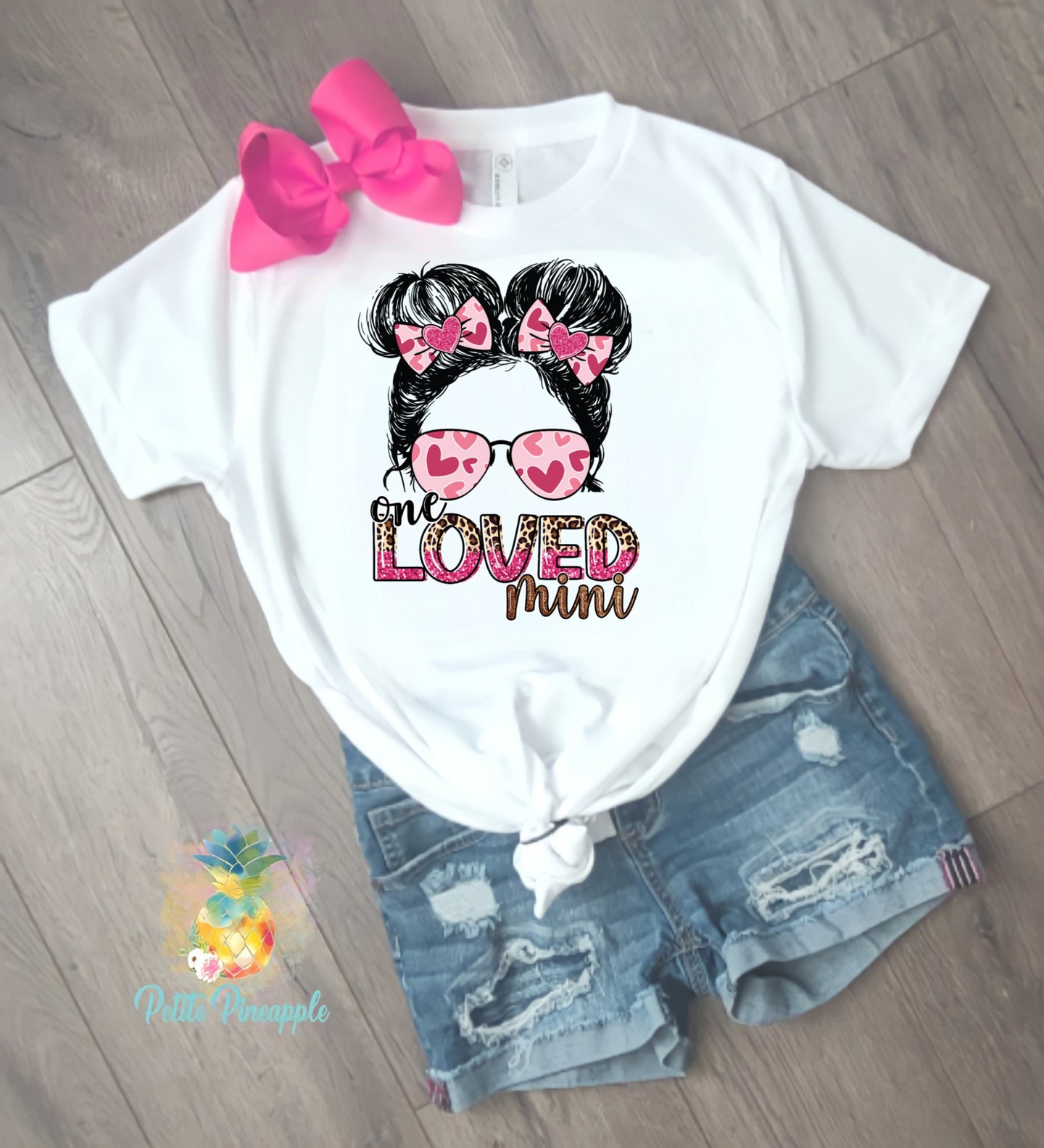 Valentine's Day messy bun shirt